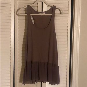 Brown tank top with ruffle bottom